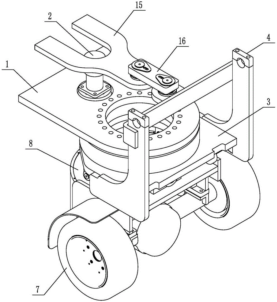 Hinged type narrow roadway forklift steering device