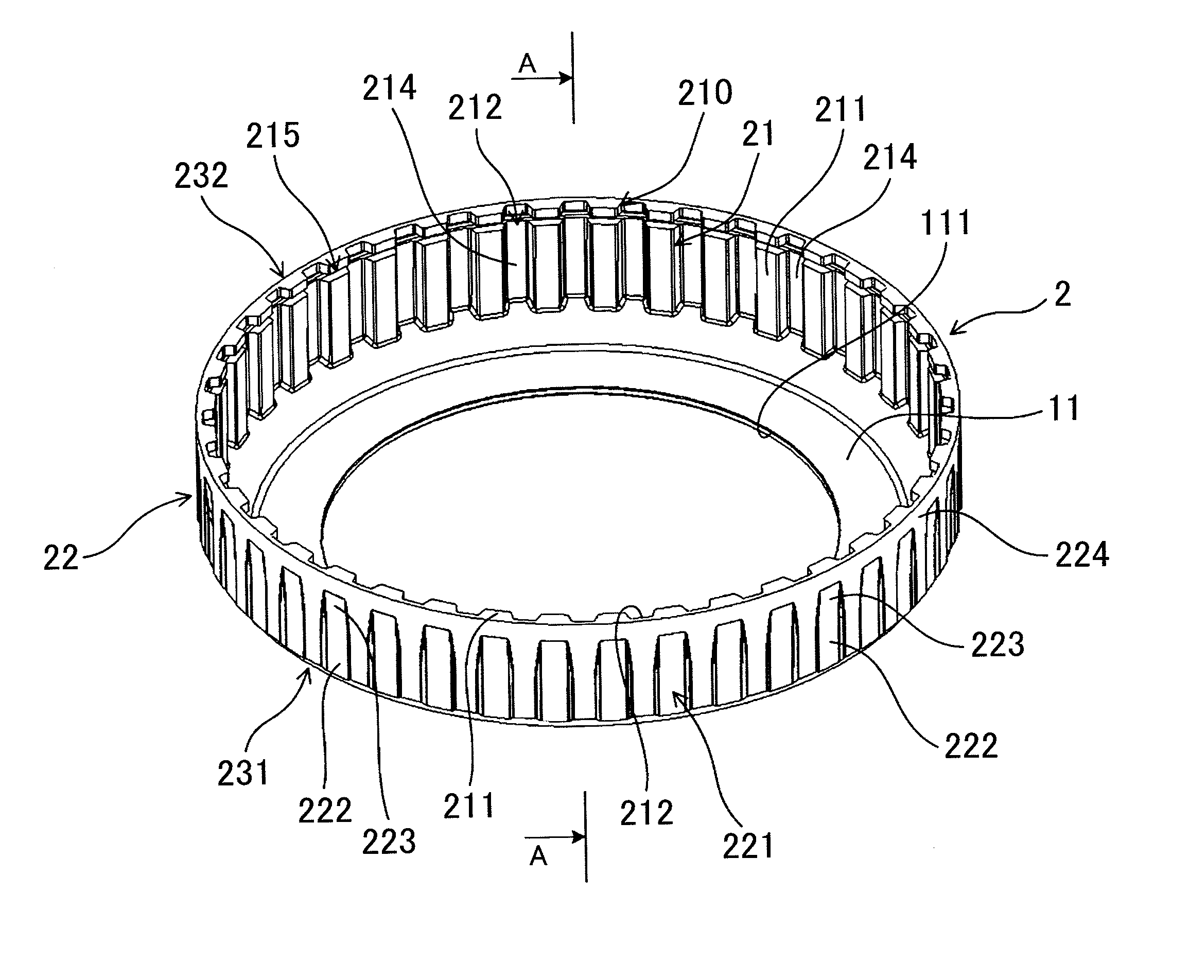 Cup-shaped member including inner peripheral corrugated portion and manufacturing method and manufacturing apparatus for the same