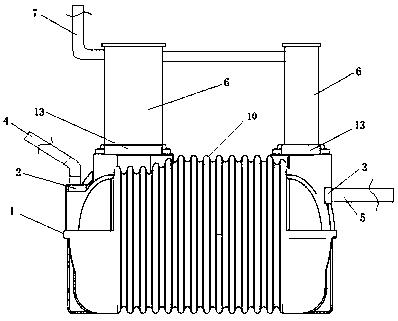 Tank-type septic tank for rural sanitary toilet