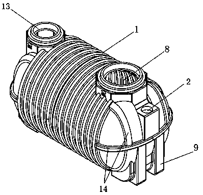 Tank-type septic tank for rural sanitary toilet