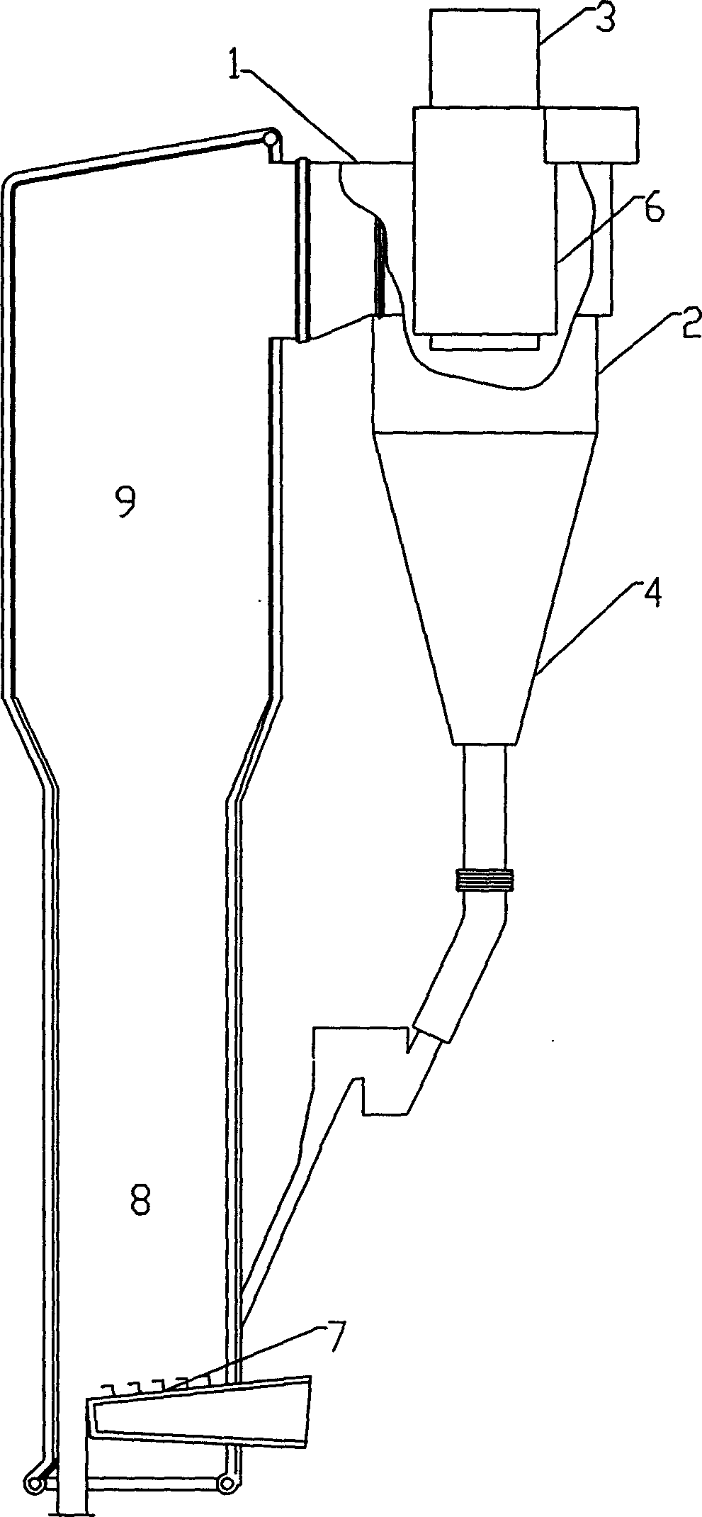 Fluidized bed boiler with multifunctional cyclone separator