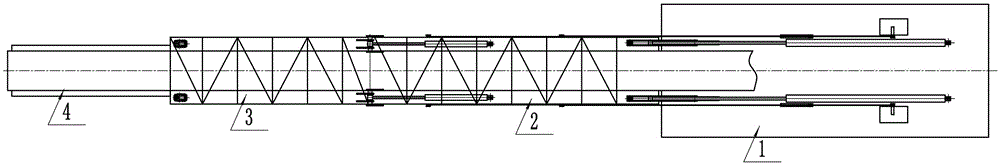 Truss type hydraulic folding and conveying device for ships