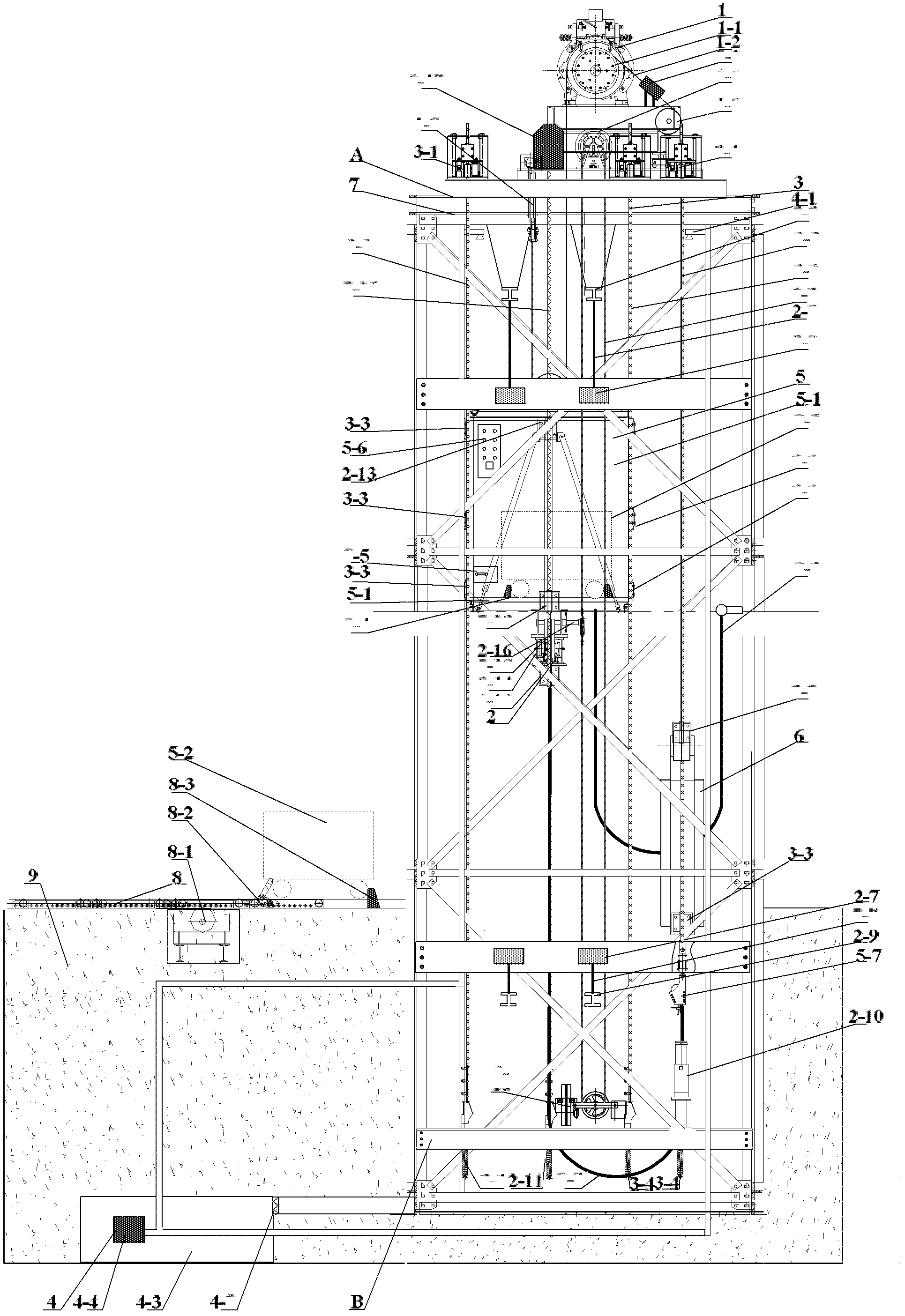 Multi-functional simulation experiment system for mining elevator