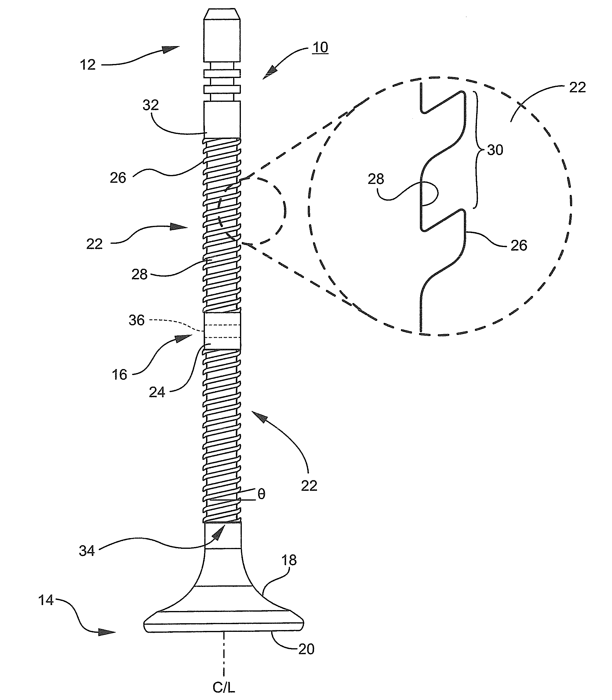 Engine valve for improved operating efficiency