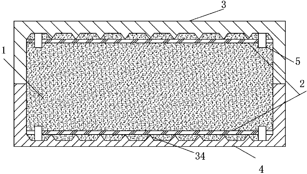 Compression molding forming method of plastic plate containing fiber net