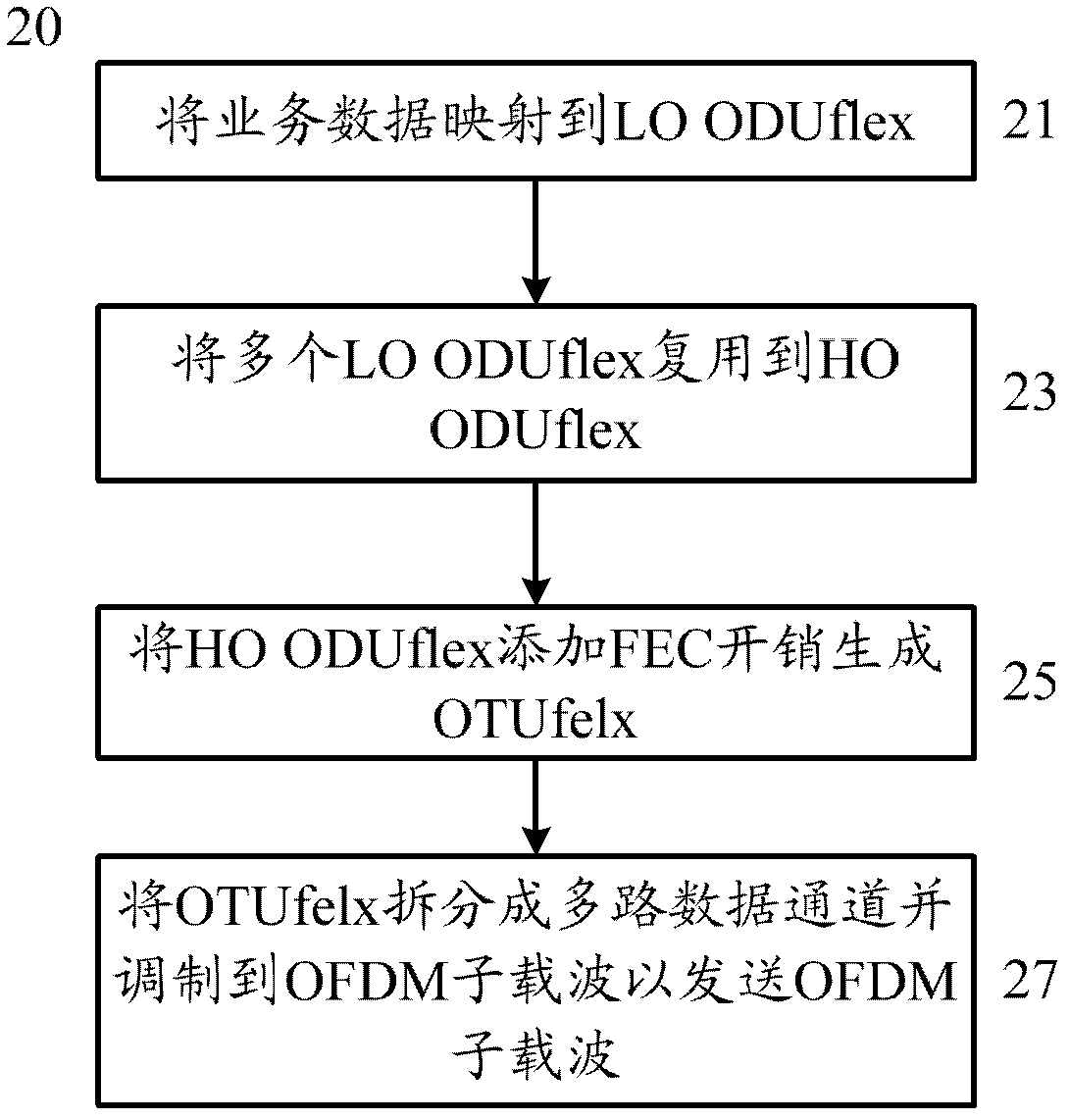 Method, device and system for transmitting business data on optical transmission network