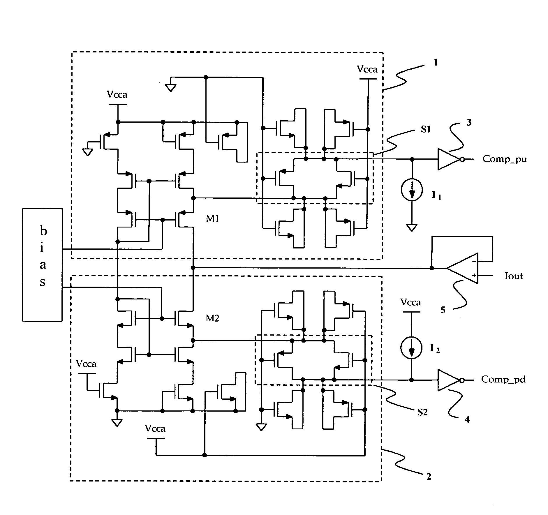 Symmetric charge pump replica bias detector