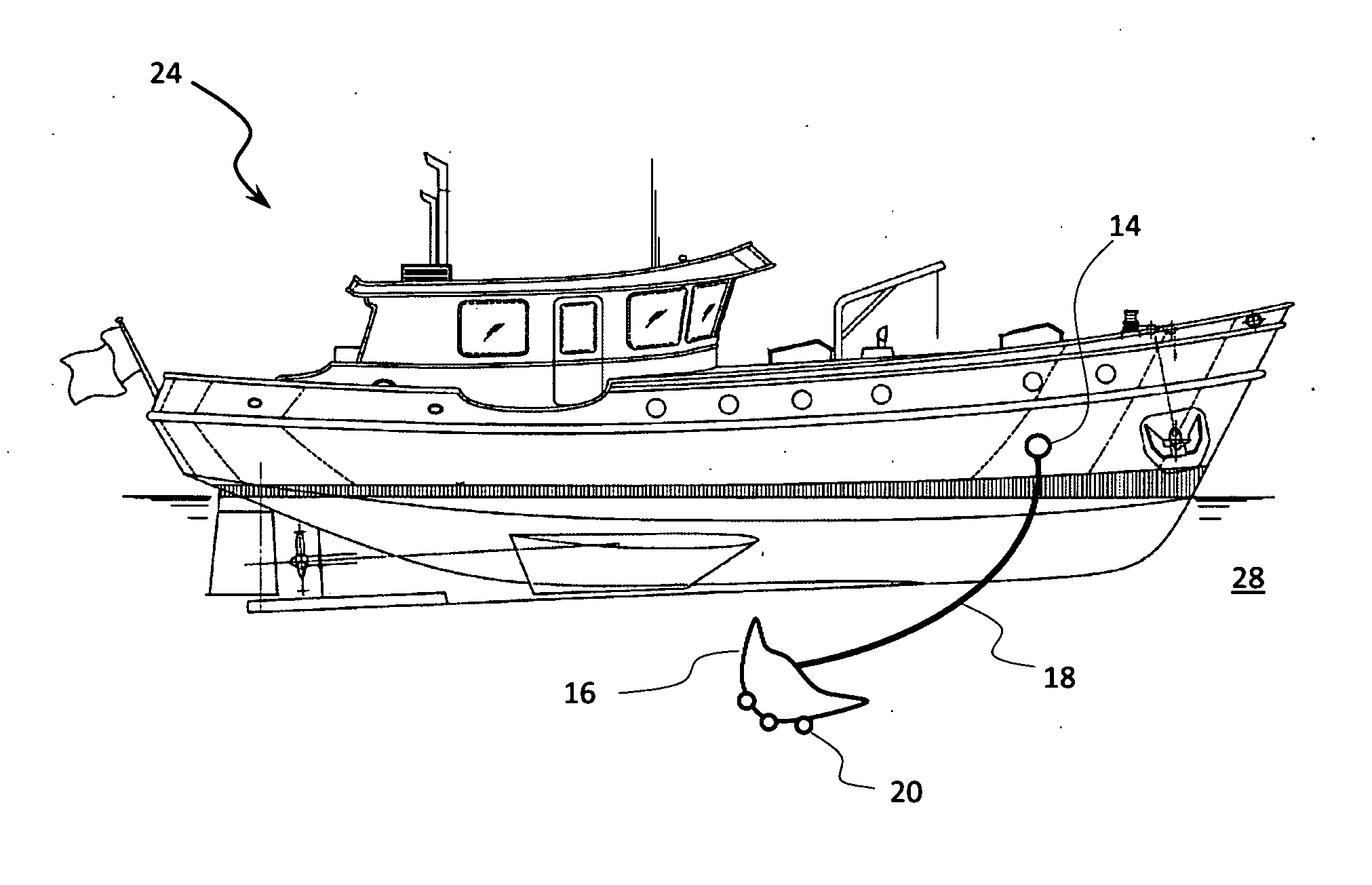 Water parachute for surface vessel motion impedance