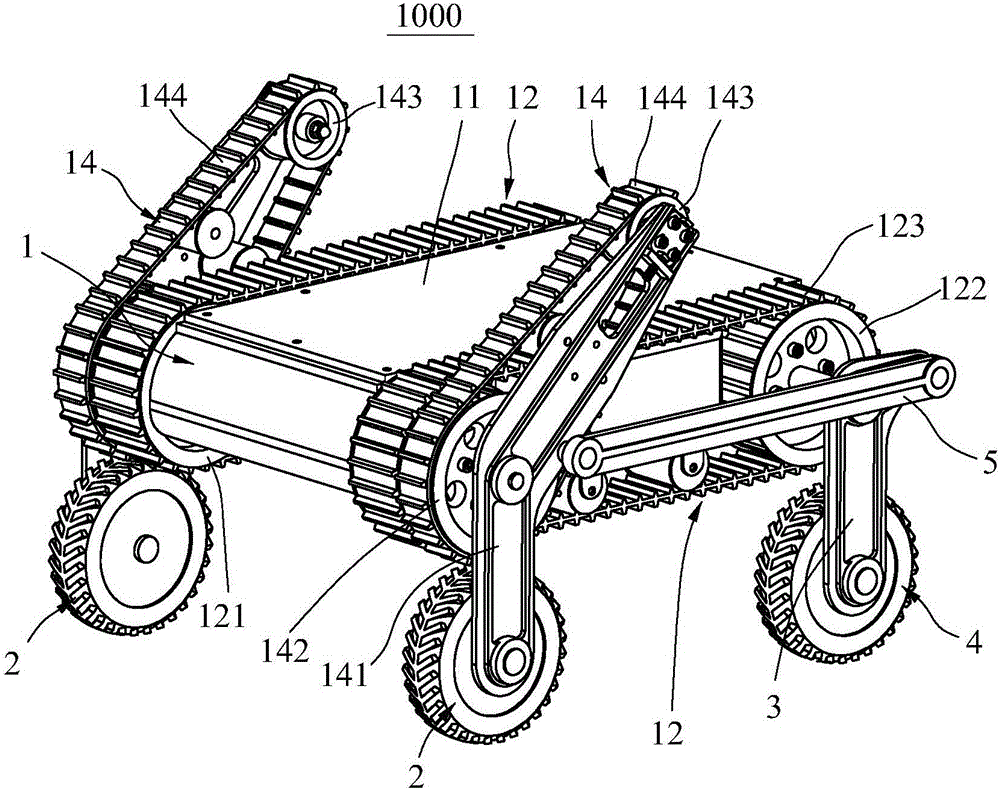 Articulated track and wheel composite mobile platform and fire-fighting robot with same