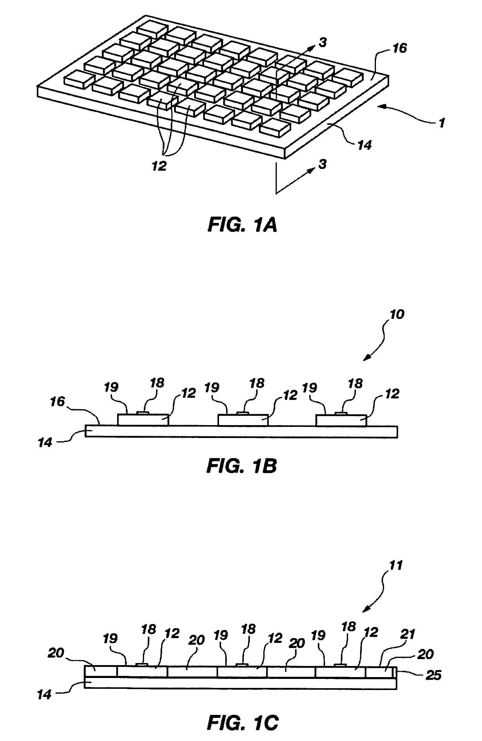 Die package, conductive element, semiconductor device including same, microlens, system including same, and methods of manufacture