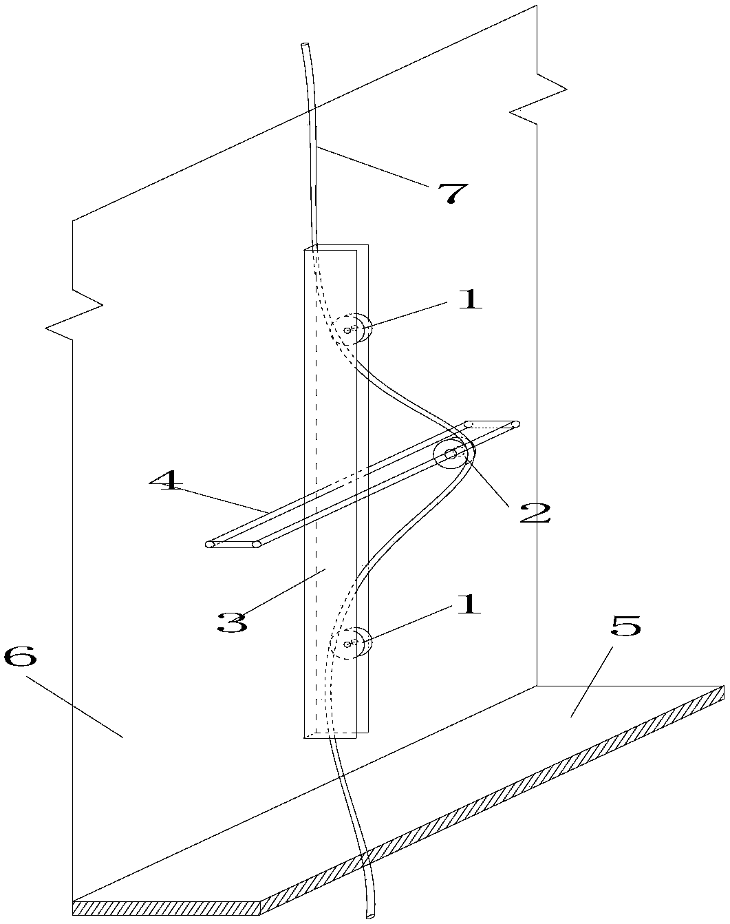 Construction method for vertically laying super-high-rise building cable