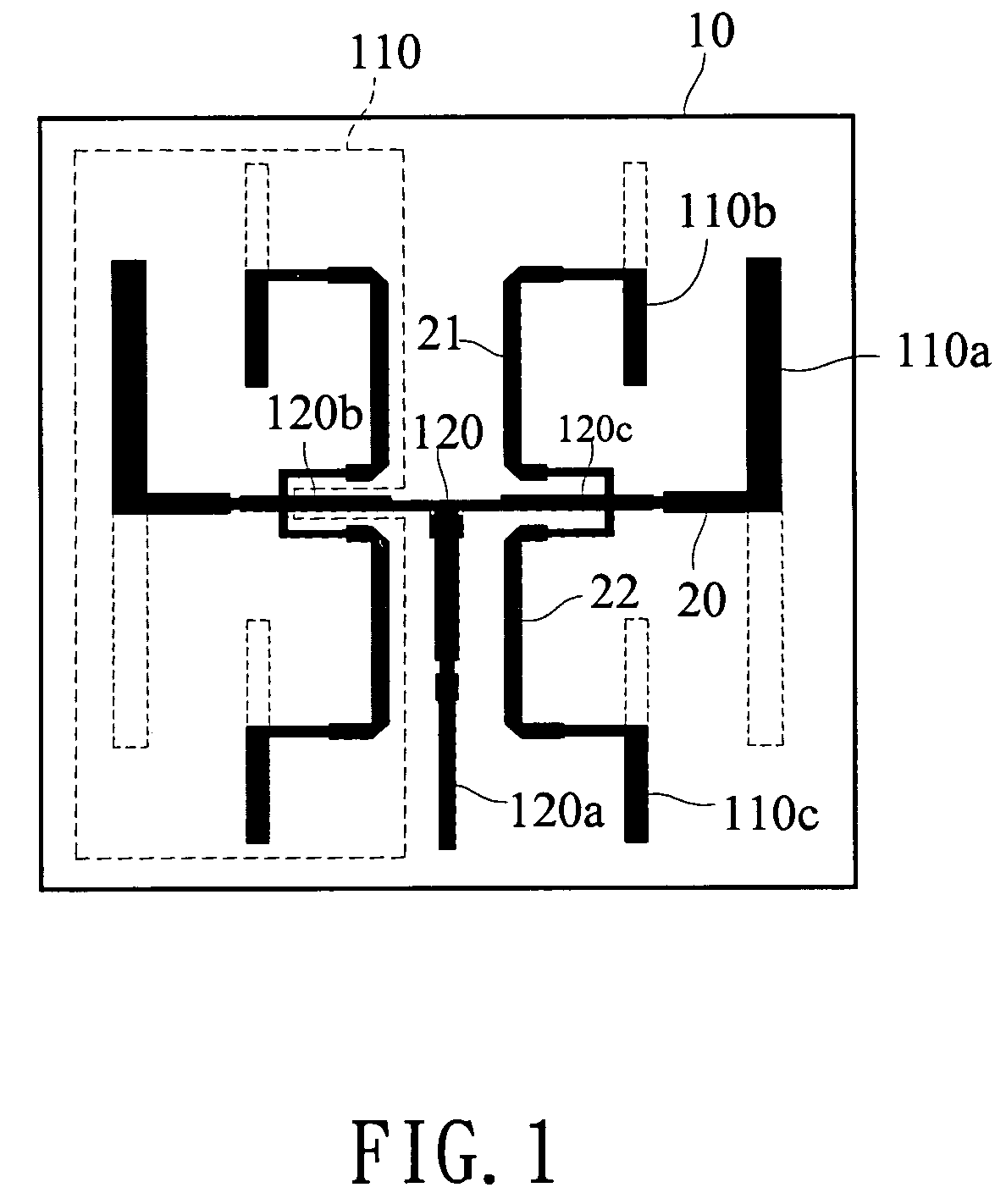 Bi-frequency symmetrical patch antenna