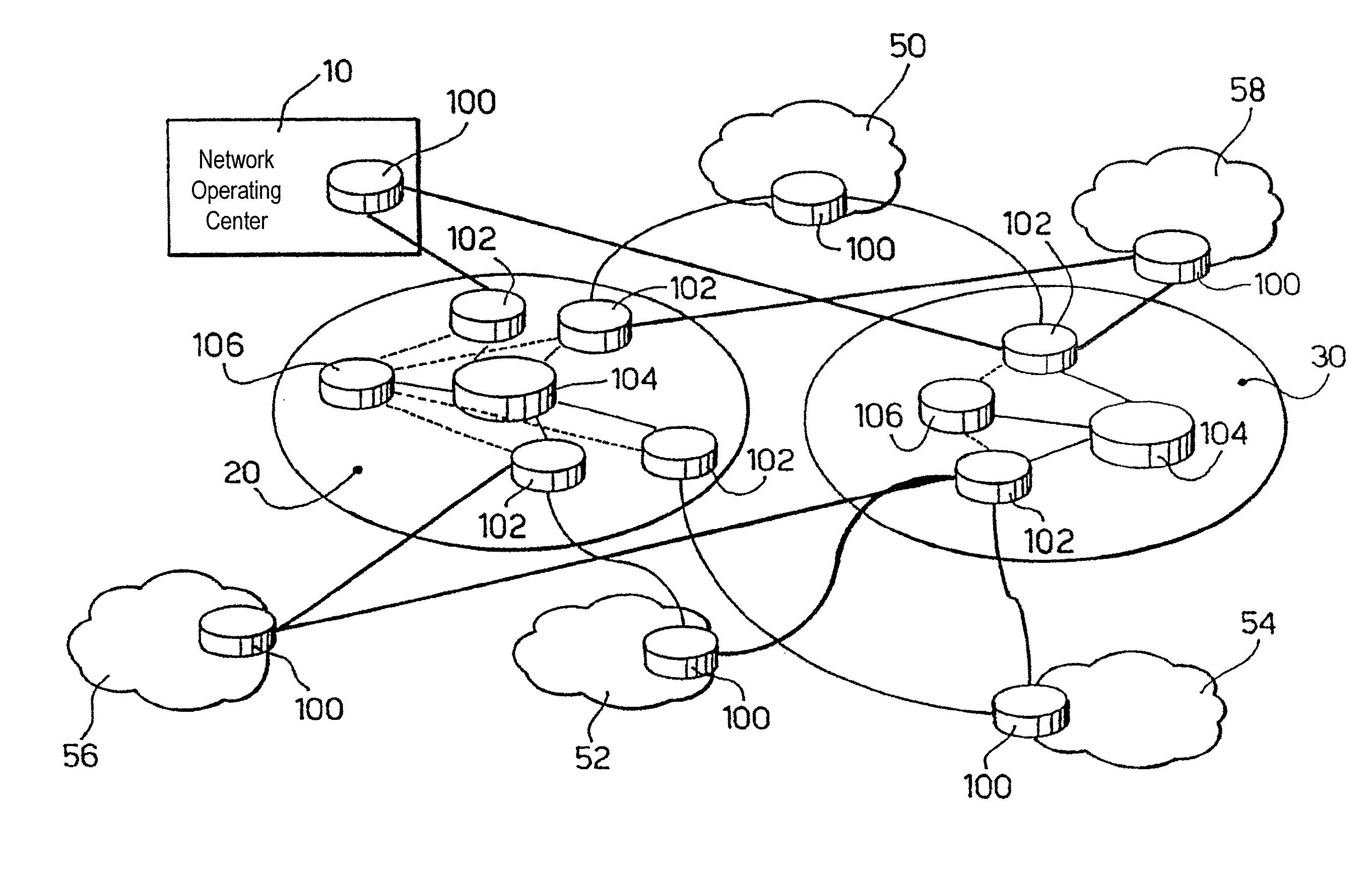 Method and system for fault and performance recovery in communication networks, related network and computer program product therefor