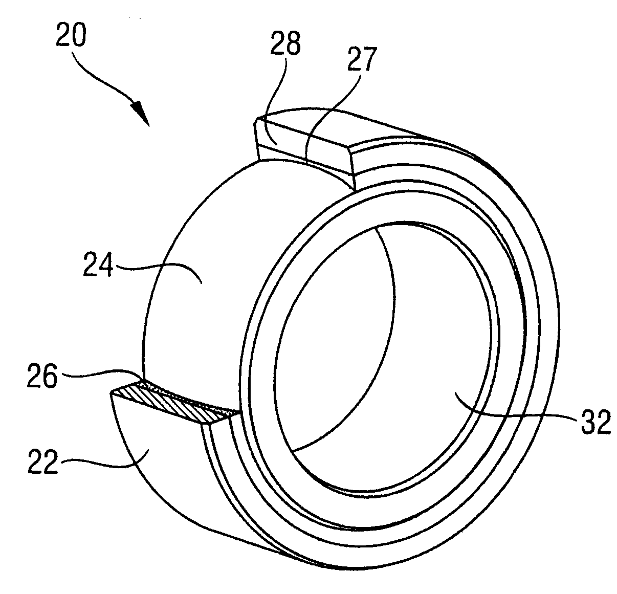 Universal joint bearing with plastic outer ring and procedure for its porduction