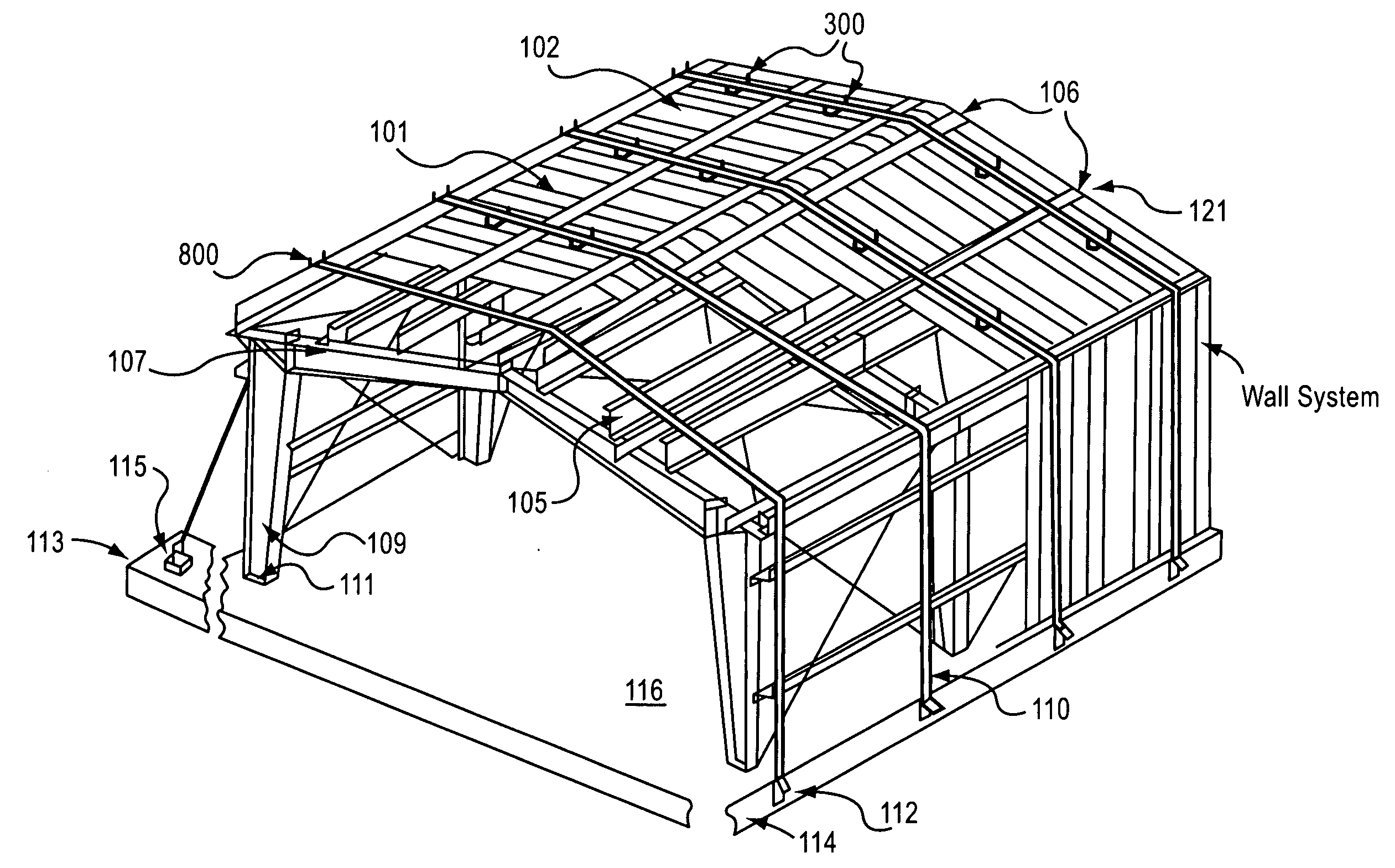 Apparatus and method for securing a roof assembly during a severe wind storm