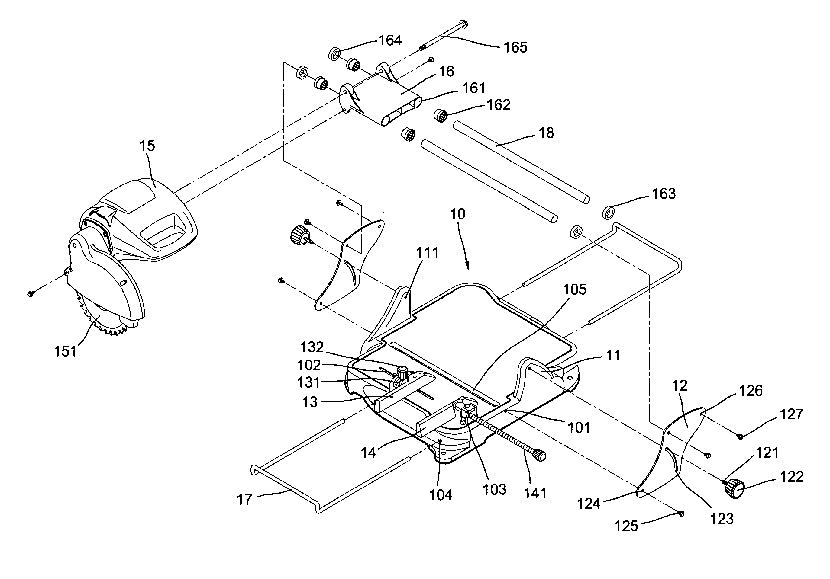Saw blade angular adjustment device for a metal and wood cutting machine