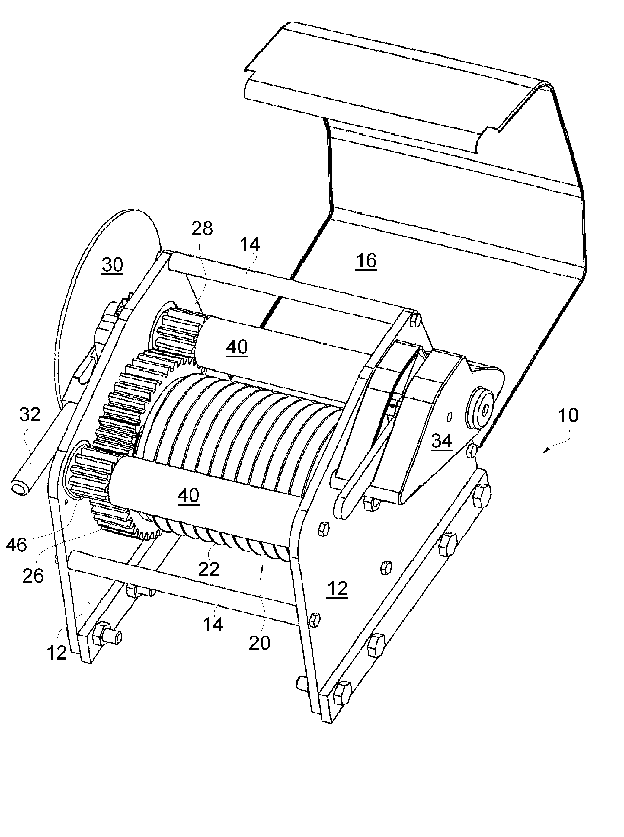 Marine Winch with Winch-Line Engaging Roller