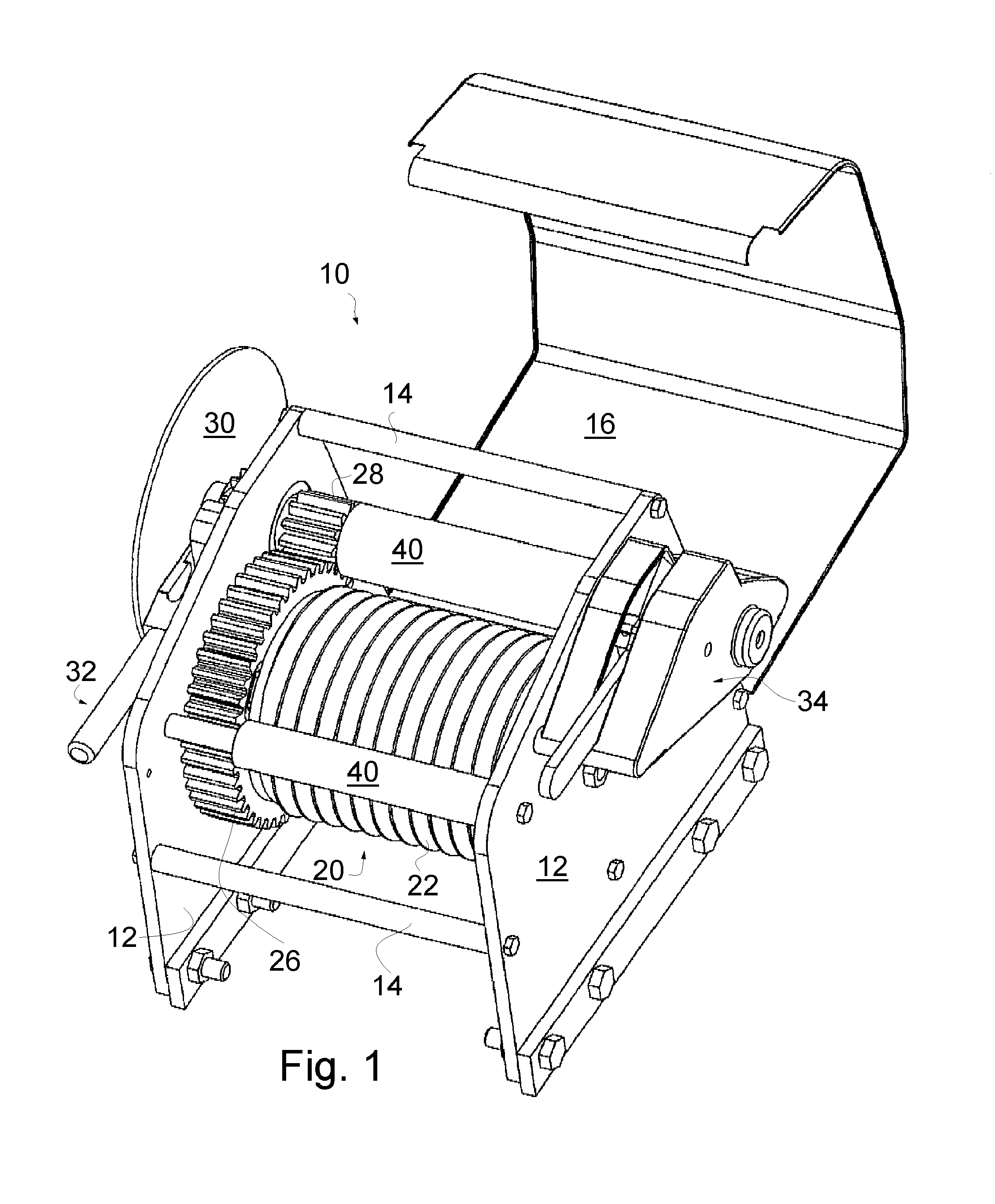 Marine Winch with Winch-Line Engaging Roller