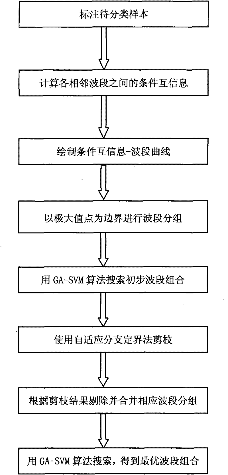 Remote sensing hyperspectral image band selection method based on conditional mutual information