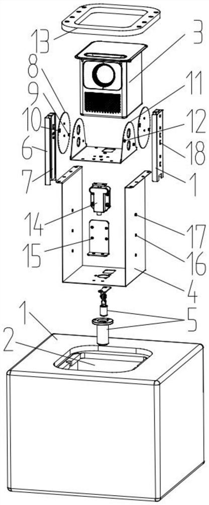 Integrated projection sound box with height and angle adjusting function