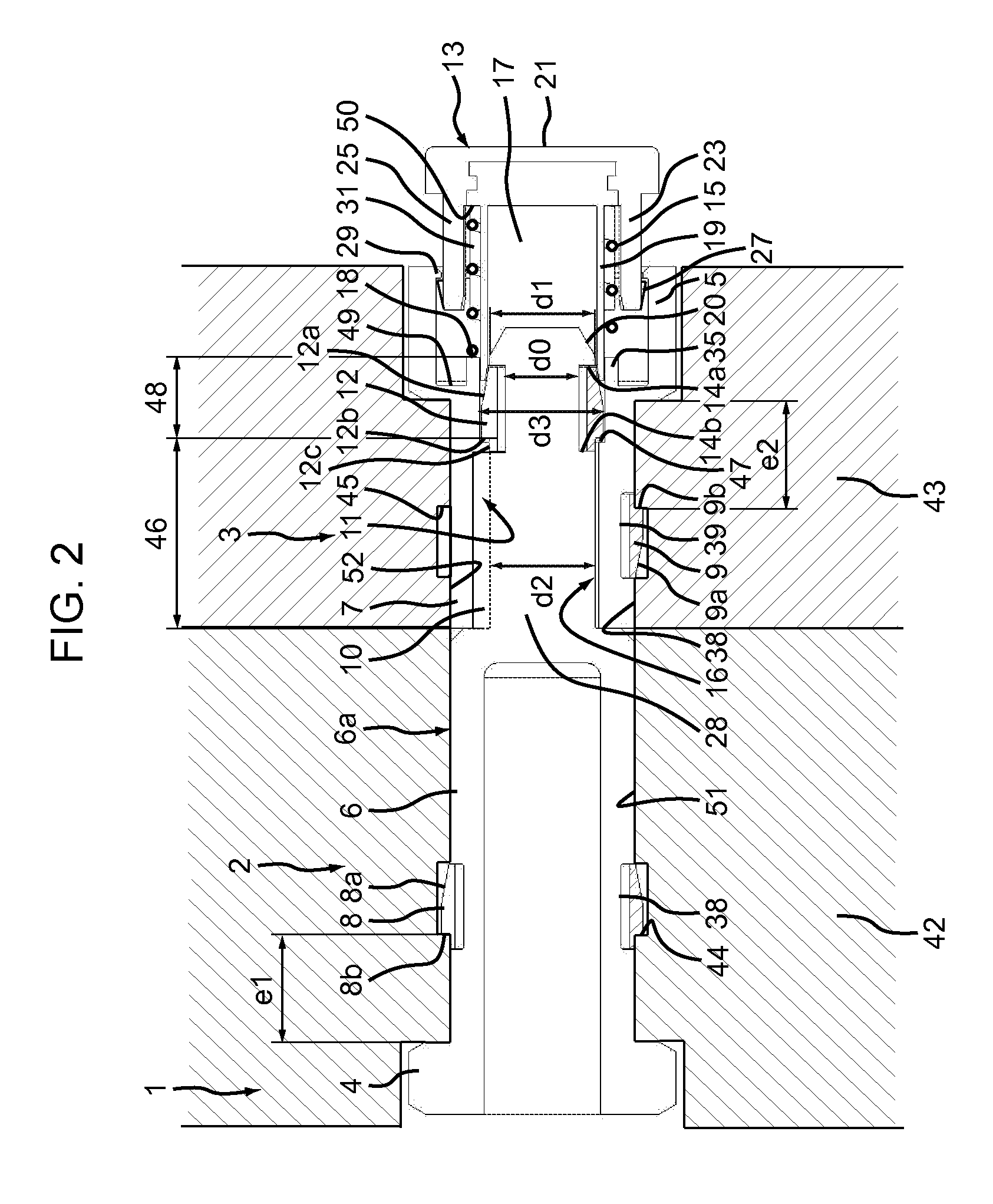 Rapid fixing device for rapid disconnection two-part connector