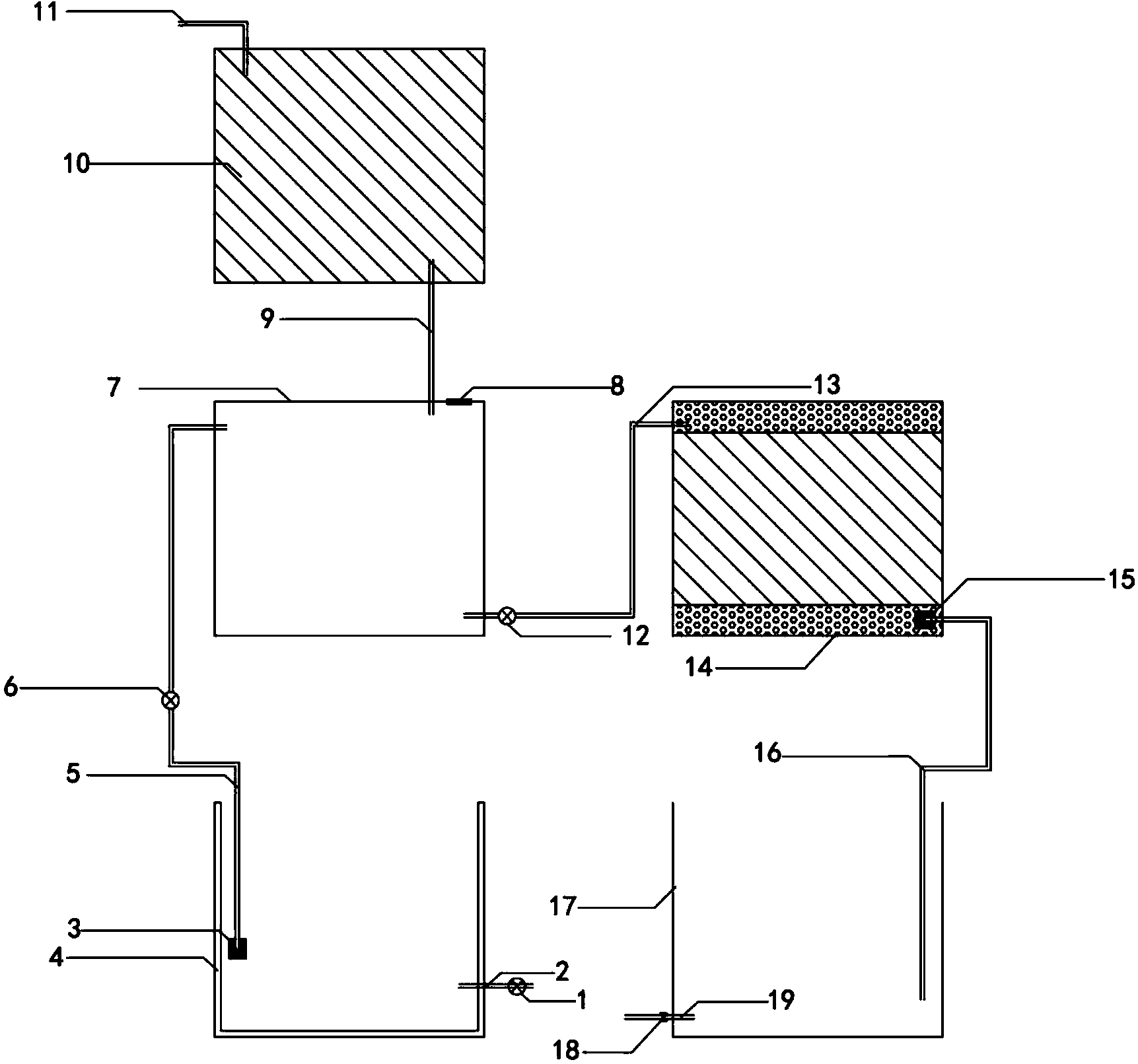 Treatment device and treatment method for acid wastewater polluted by mine heavy metals