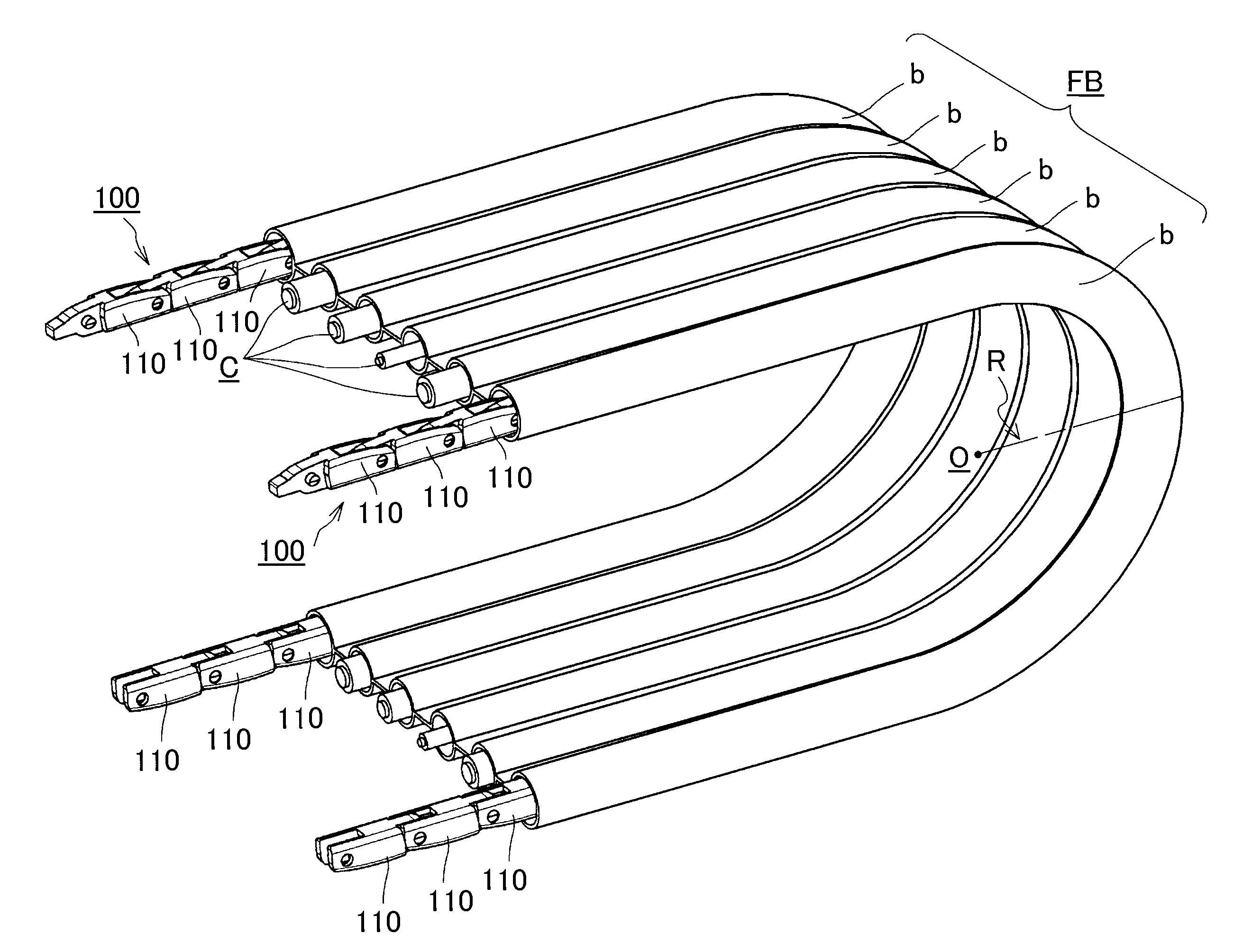 Multi-joint cable protection and guide device