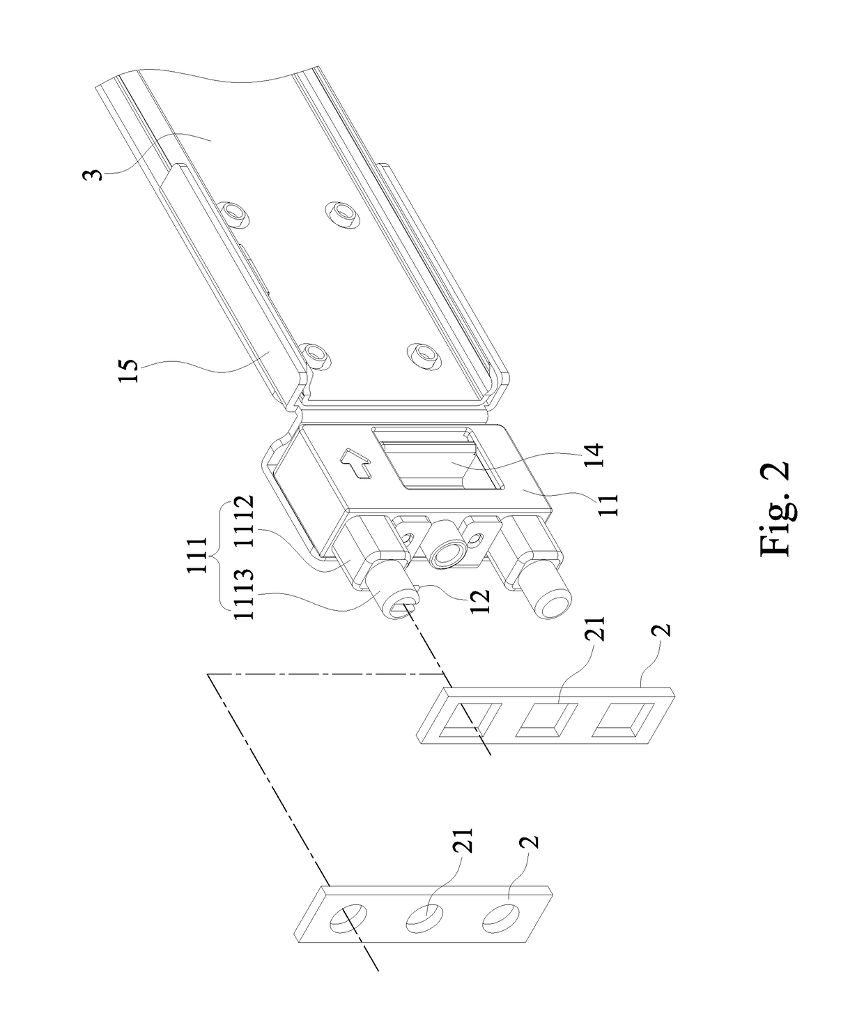 Insertable fixing module of cabinet rail