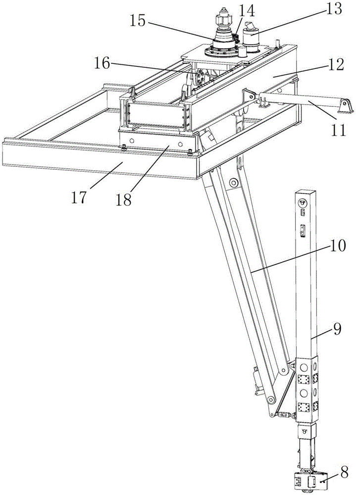 Automatic derrick device suitable for double-wellhead pipe arrangement operation and method