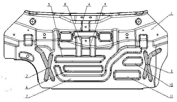 Rear apron board of automotive body