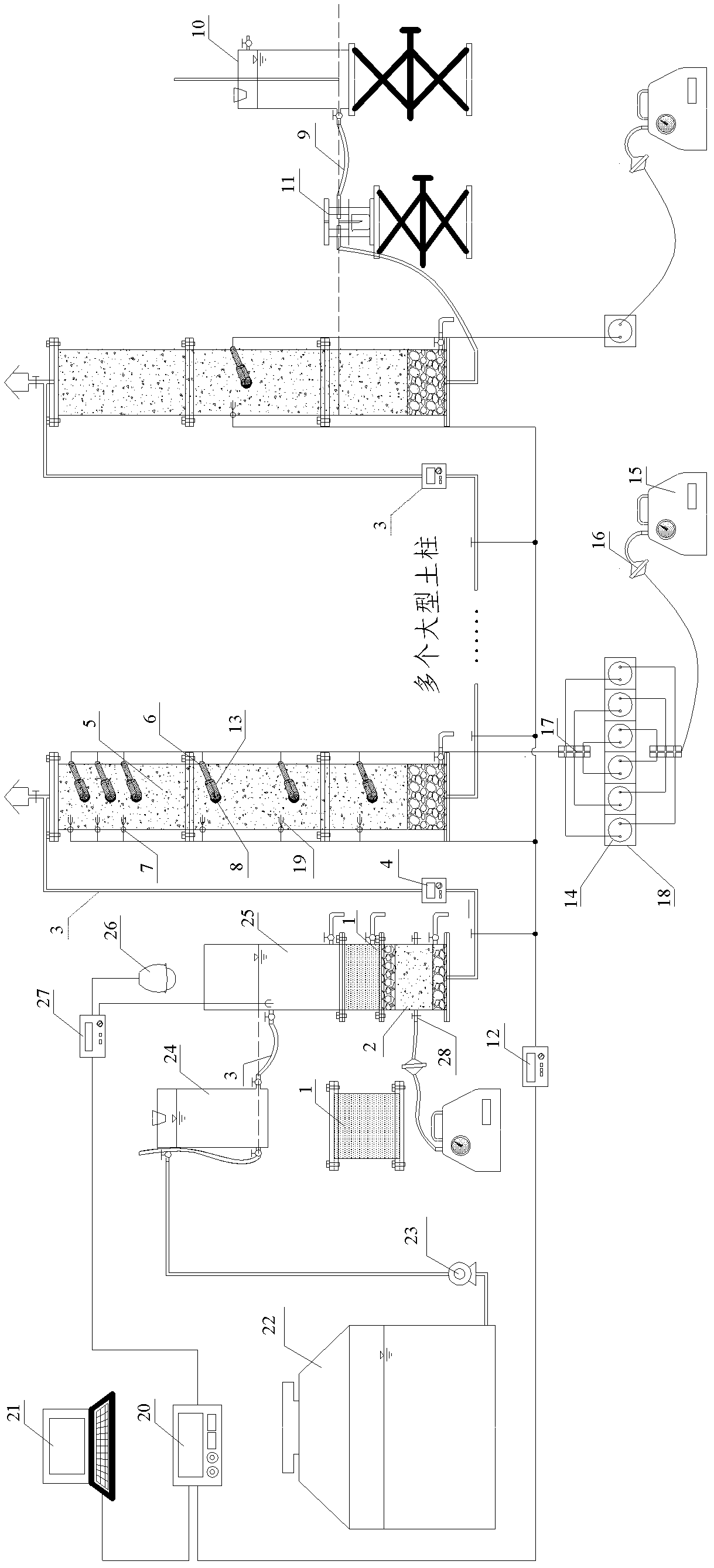 Simulation regulation and control system and method of percolation performance of aeration zone of river or lake