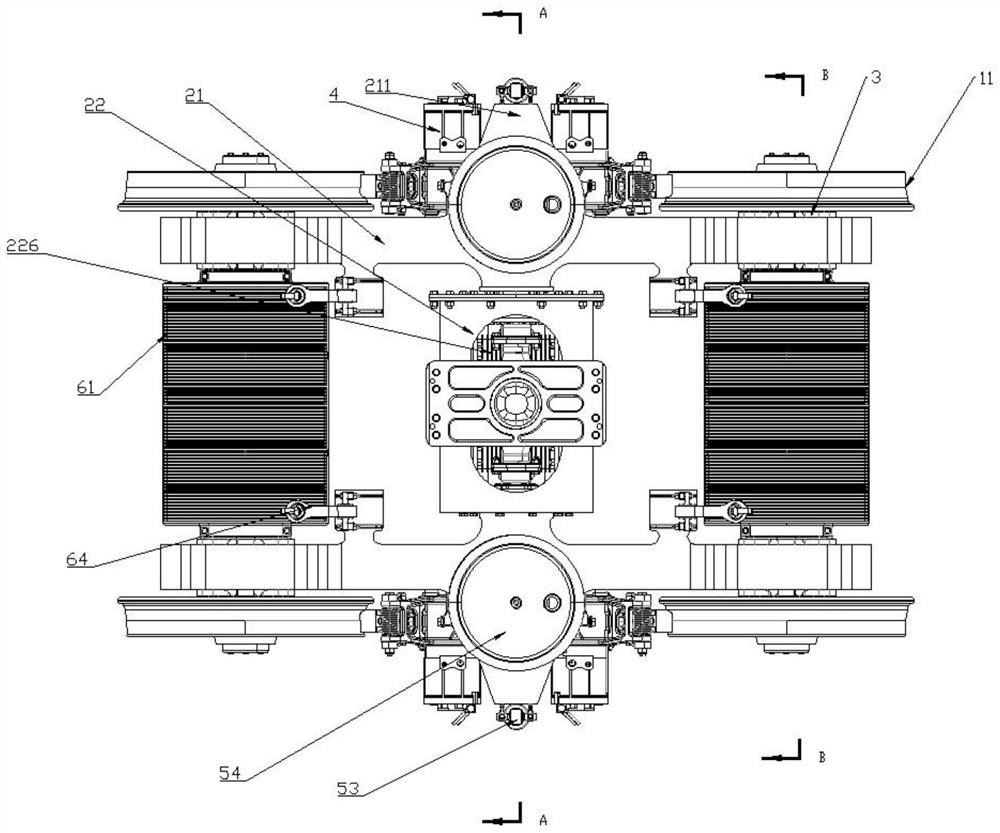 Inner axle box bogie adopting novel flexible framework and permanent magnet direct drive motor
