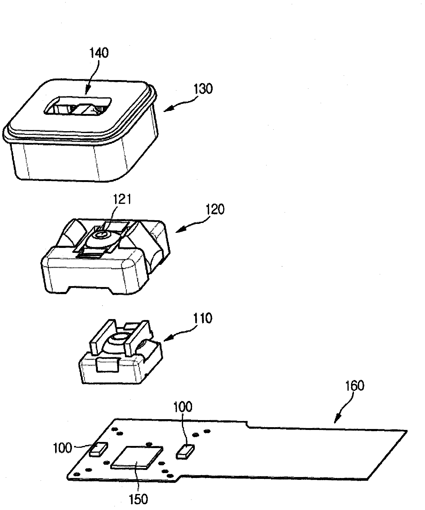 Optically open stacked type subminiature optical device