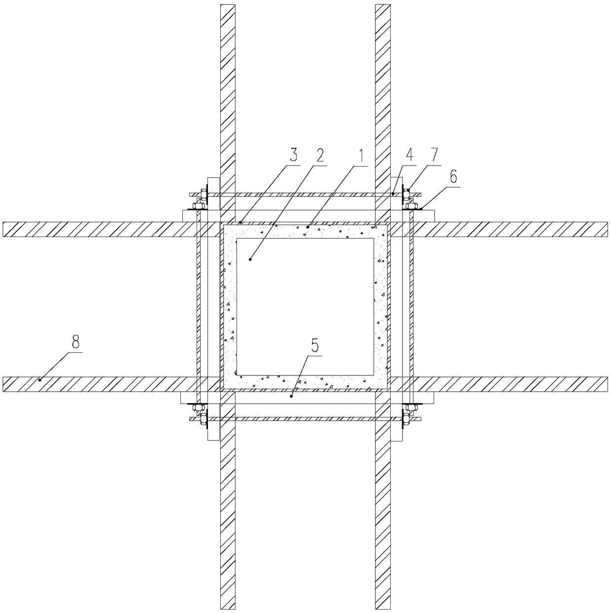 Support system, assembly-type laminated frame column and column bottom module erecting method
