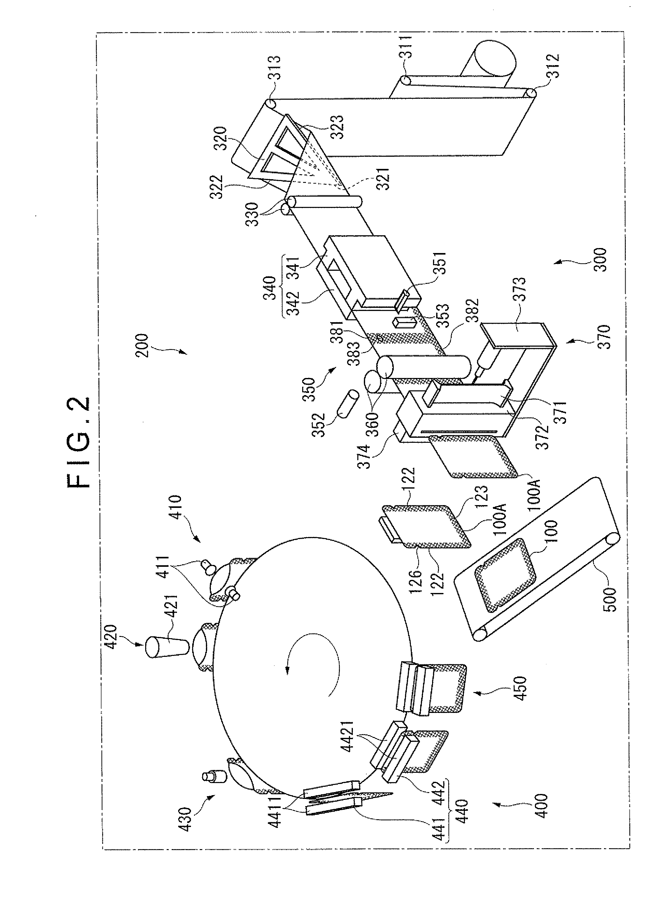 Device for cutting packing bag, device for producing packing bag and method for producing packing bag