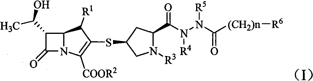 Carbapenem compound containing formyl hydrazino