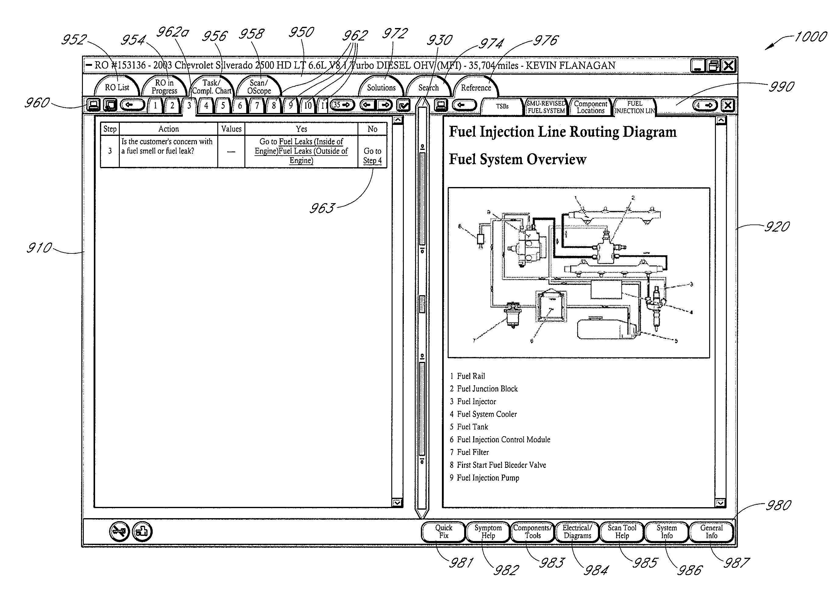 User interface for display of task specific information