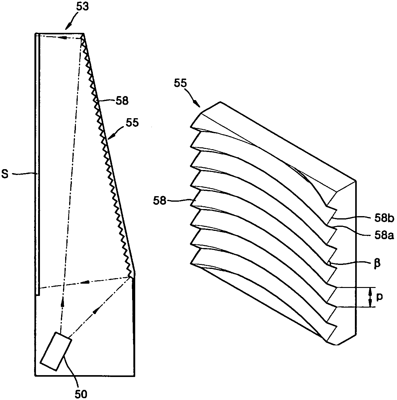 Reflection unit having a mirror array, and projection display system employing the same
