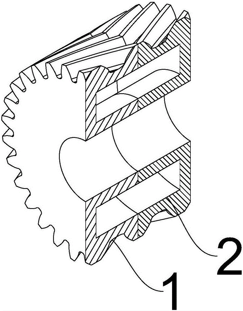 Herringbone gear with annular oil storage cavity