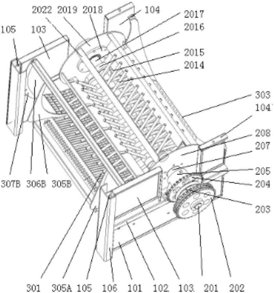 Eccentric tangential-flow primary threshing and separating device of rice combination harvester