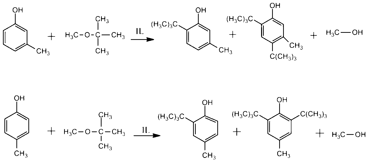 Catalyst for alkylation separation of m-cresol and p-cresol and separation method
