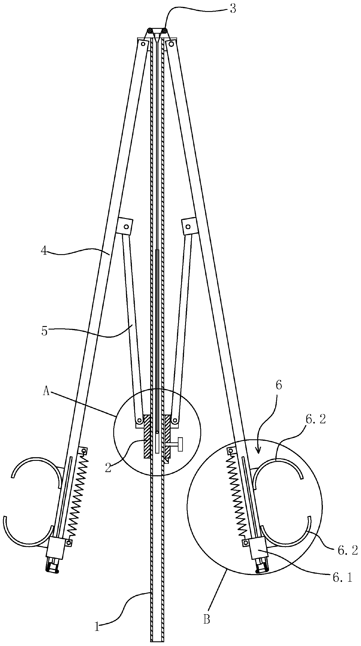 Auxiliary Mechanism for Electric Pole Construction Used to Expand the Spacing of Overhead Conductors