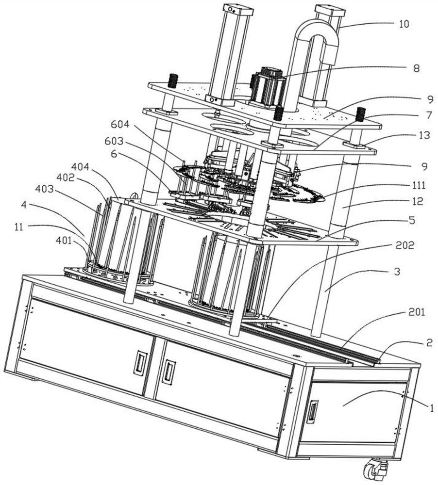 Automatic stator scattered sheet splicing and superposing machine