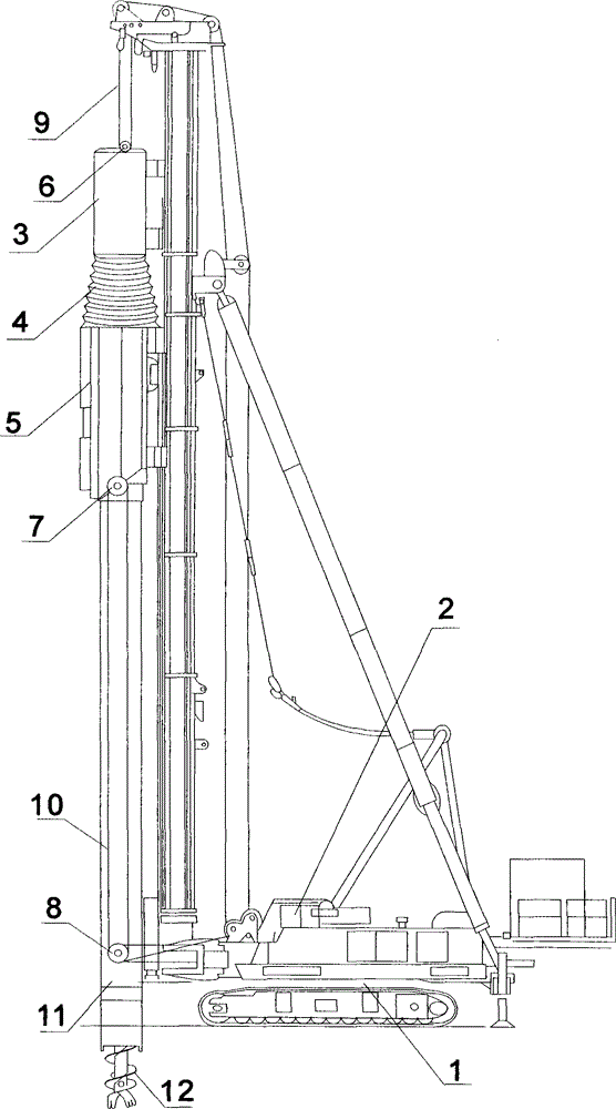 Pile sinking device and pile sinking method for prestressed centrifugal pipe piles with mid-digging reverse pull method