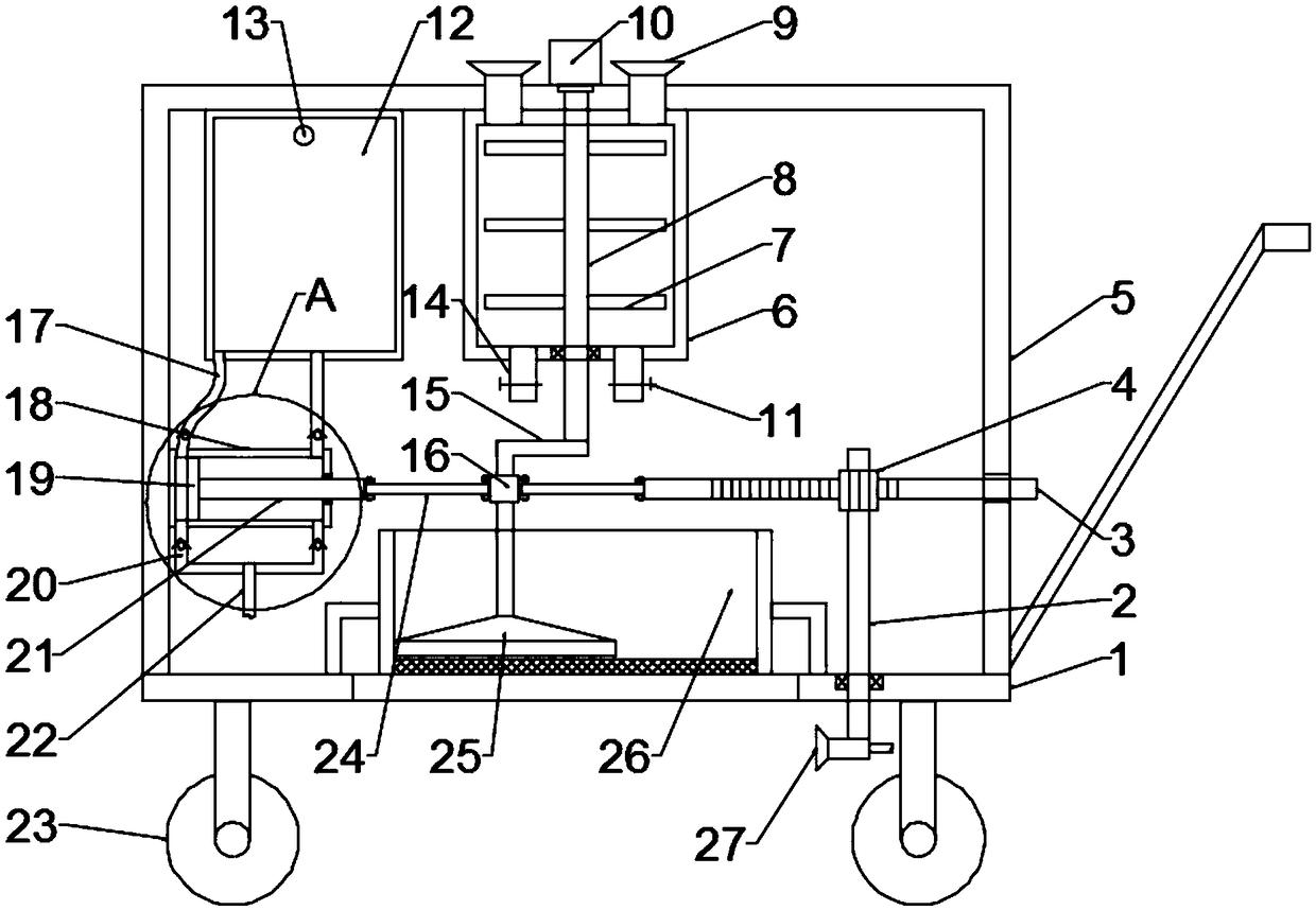 Agricultural sprinkling and fertilizing integrated device