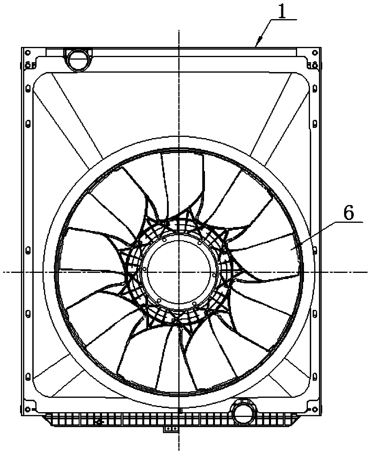 Flow guiding cooling system composed of annular fan and wind protecting ring