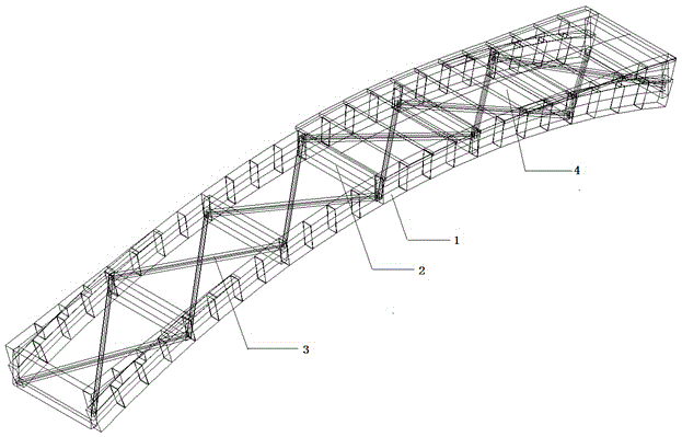 Modern arch type bamboo bridge and construction method thereof