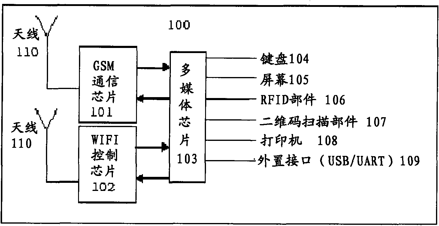 Consumer information acquisition terminal device by adopting wireless communication multimedia chip