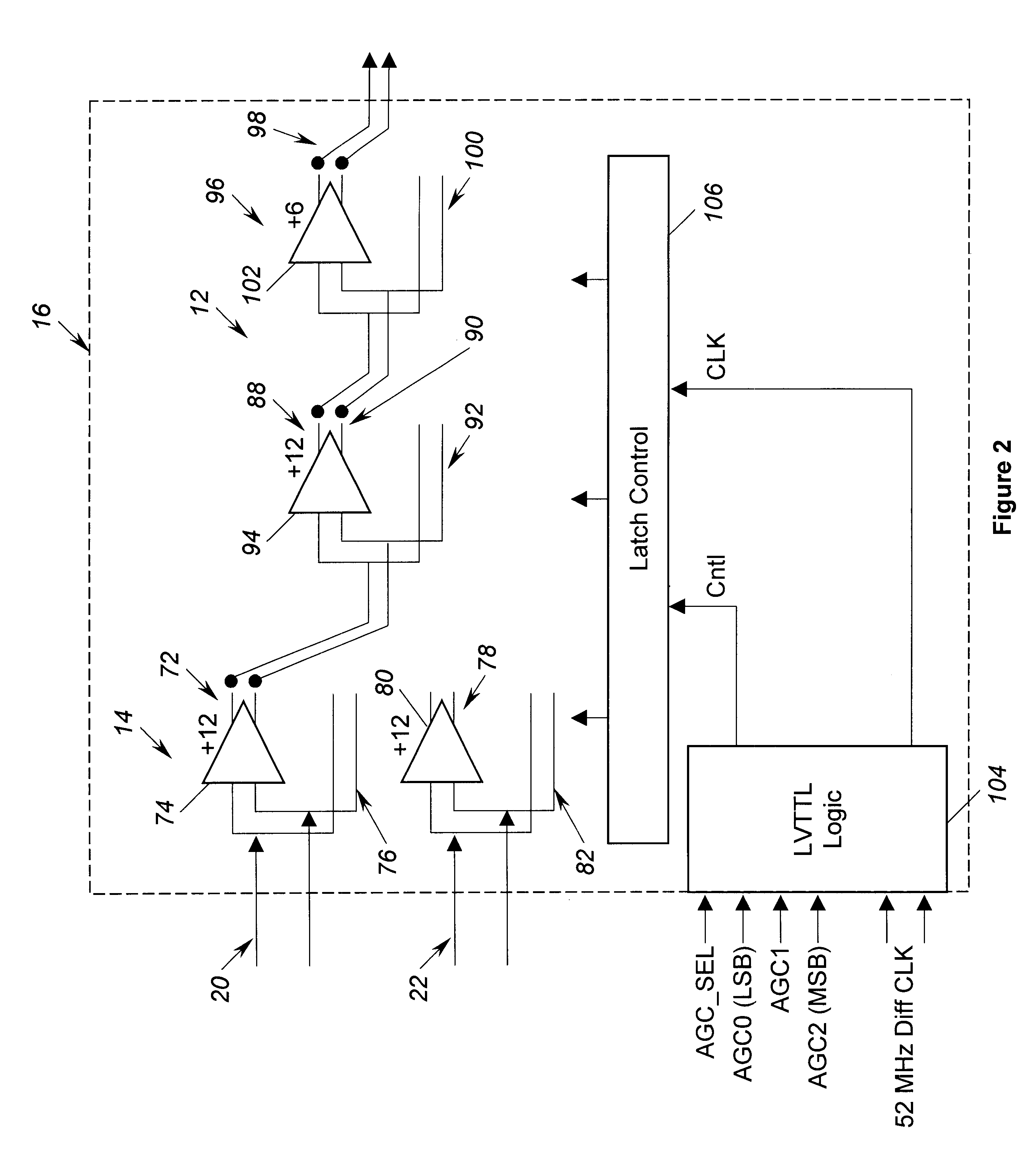 Combined multiplexer and switched gain circuit