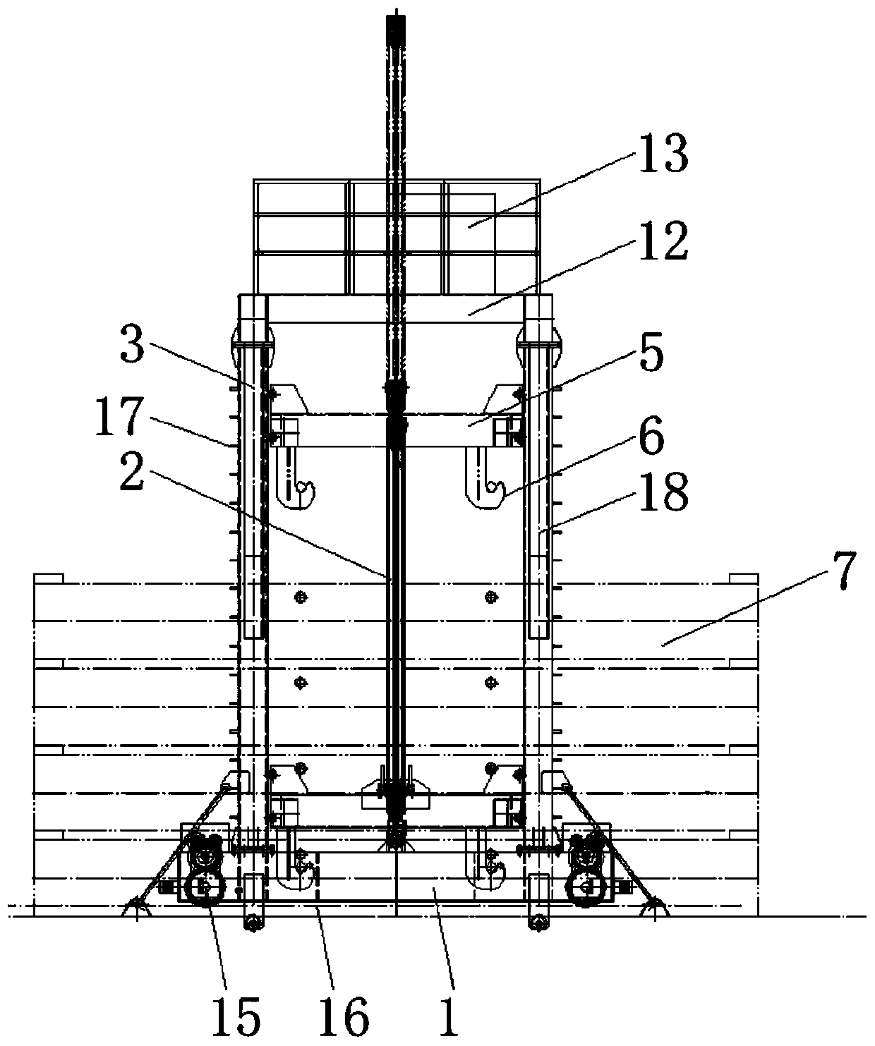 Hydraulic jacking hatch cover crane